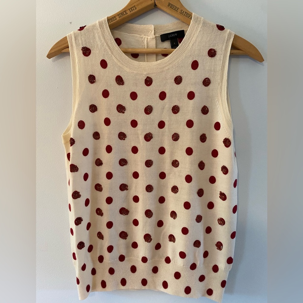 J. Crew Women's Ivory Ruby Sequin Shimmer Jackie Sweater Shell Blouse Size S